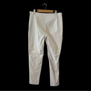 J.McLaughlin 8 Sydney Stretch Tapered Pants Solid Cream Side Zip Career Timeless